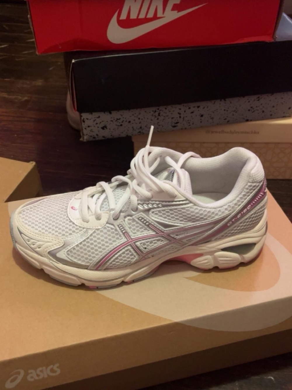 ASICS White and Light Pink Women's Athletic Running Shoe